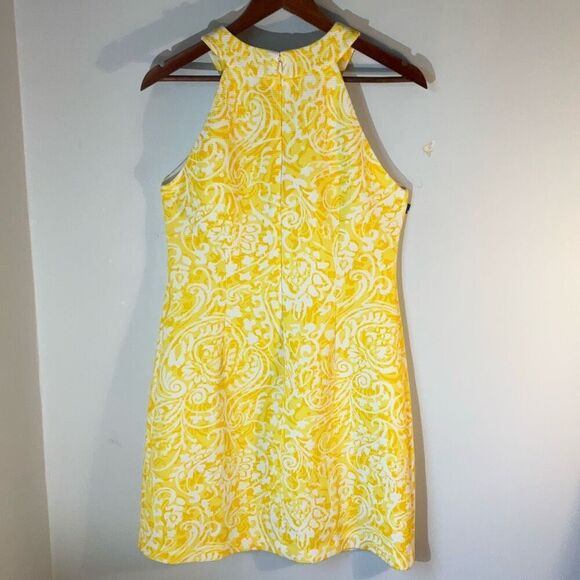 Vince Camuto Keyhole Halter Neckline Yellow Shiftdress, 10. Summer Yellow Paisle - Picture 6 of 12